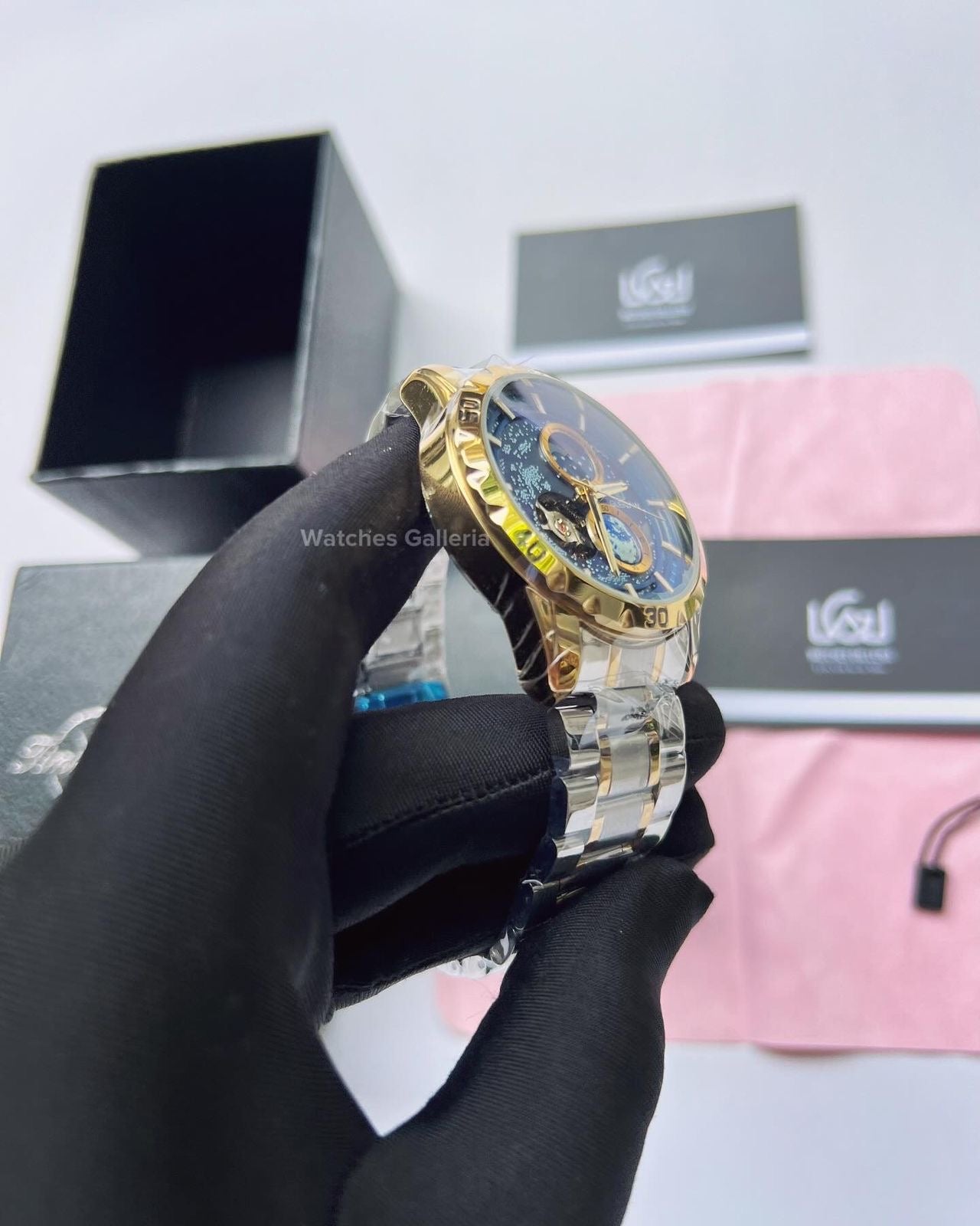 Glenaw Automatic Open Heart & Earth Rotating (Silver/Gold) GL8950 Watches Galleria