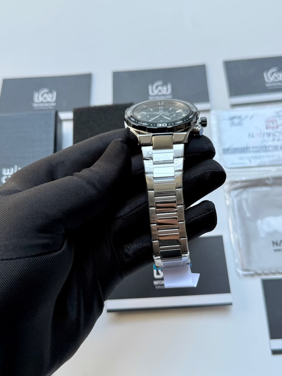 Naviforce NF8049 Watch Pakistan | Naviforce Men Watch | Naviforce Chain Watch | Silver Green Chronograph Watch
