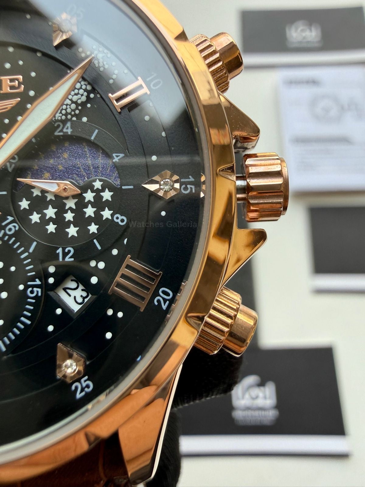 Lige Watch LG89107 Moonphase Chronograph (Brown/Black/Gold) Lige Watch in Pakistan