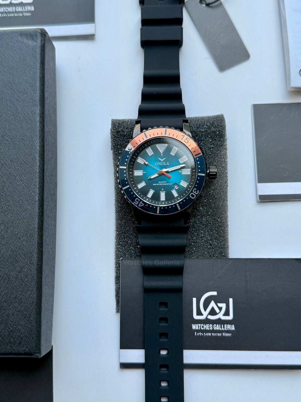 Onola 3850 Sports Diving Style Quartz (Black/Orange) Onola Pakistan