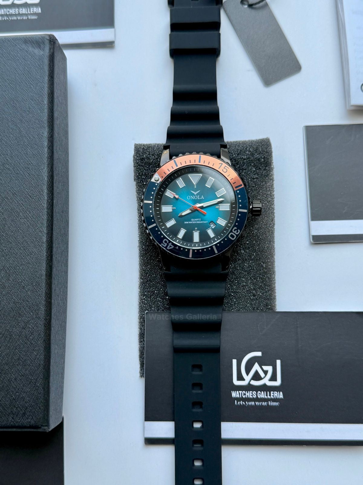 Onola 3850 Sports Diving Style Quartz (Black/Orange) Onola Pakistan