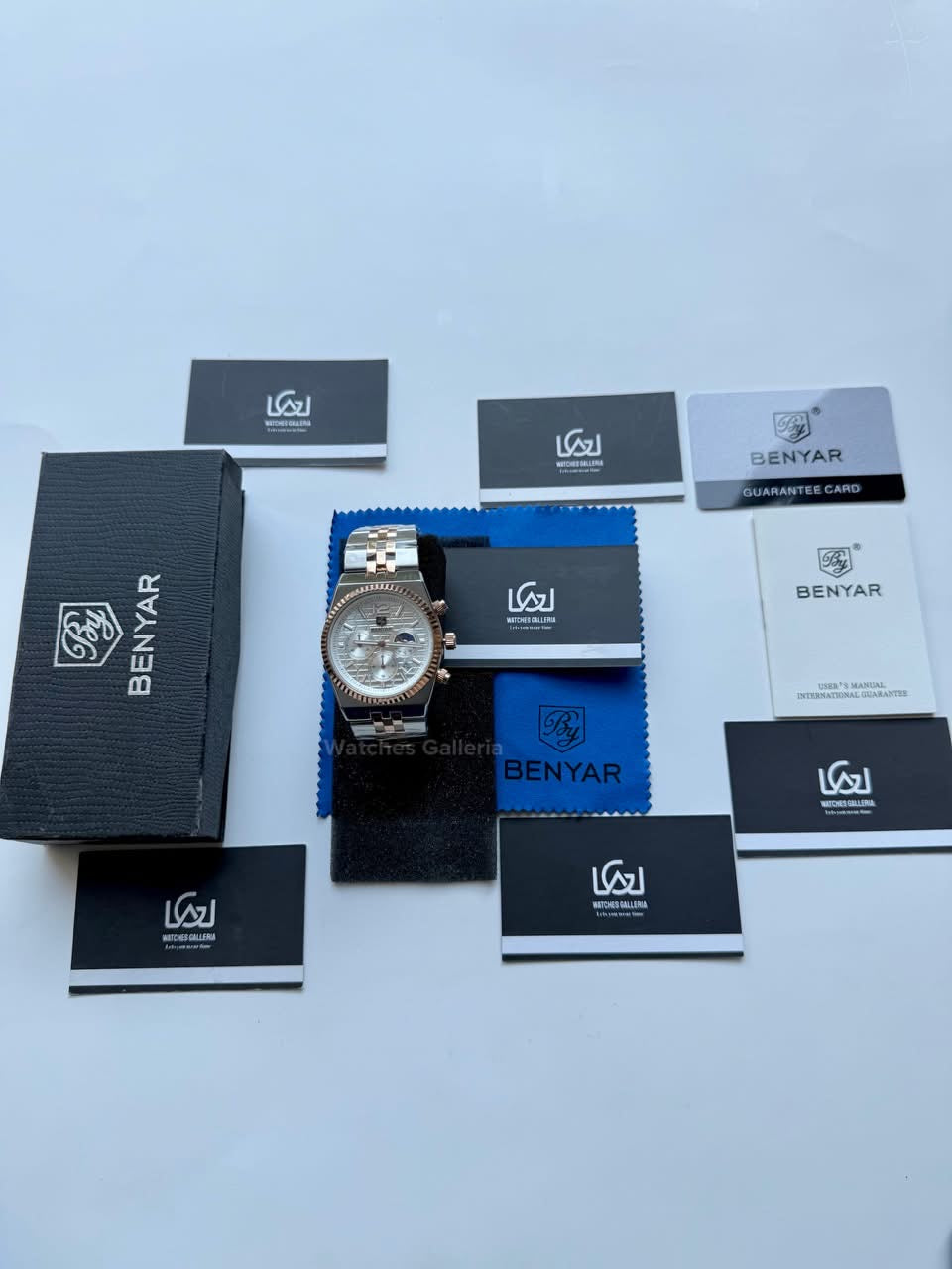 Benyar BY5225 Land Dweller Chronograph (White-Rose Gold) Dial Luxury Men’s Watch in Pakistan – Japanese Quartz Stainless Steel Watch