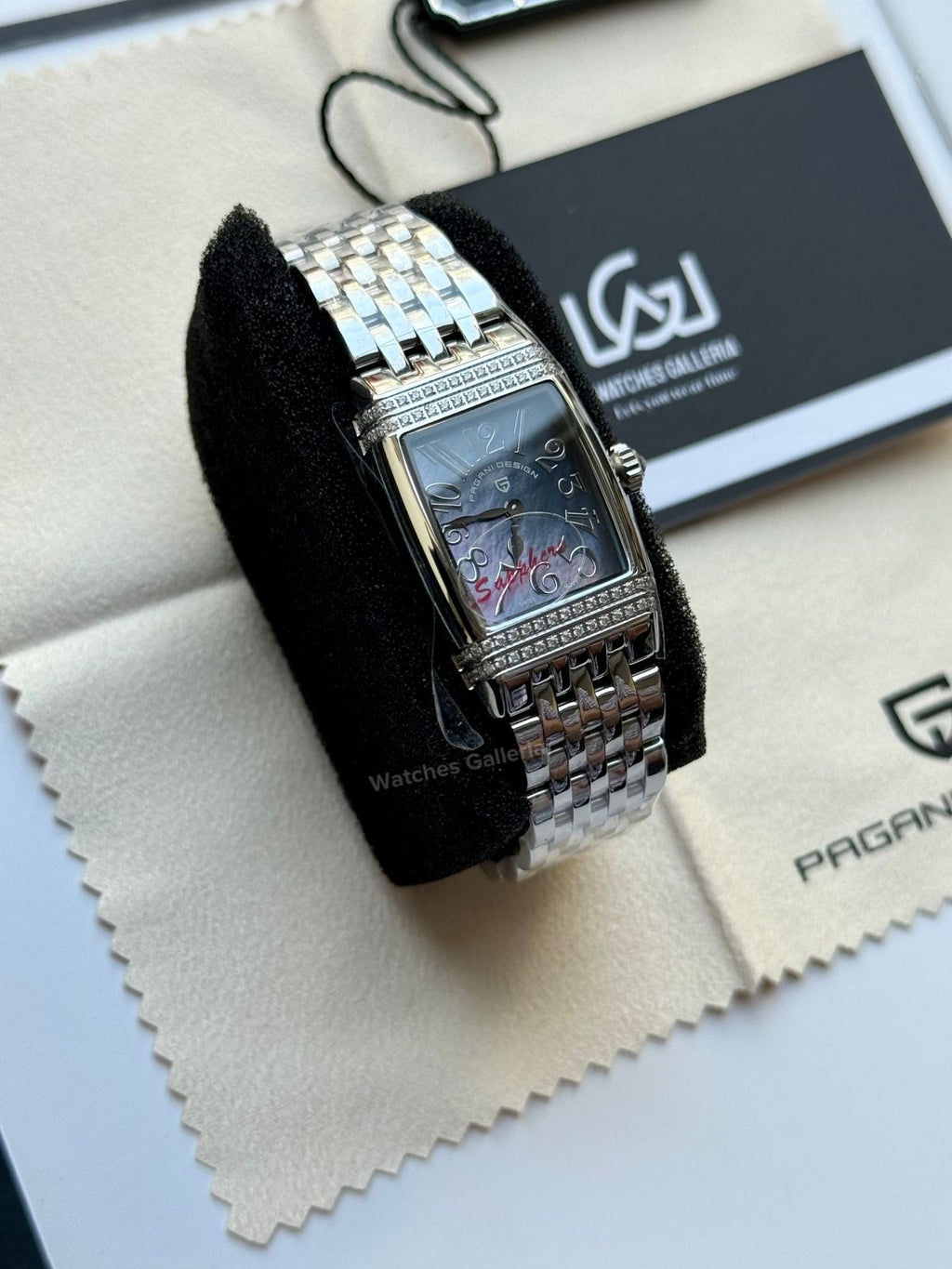 Pagani Design PD1737 Square Ladies Watch Silver Blue 22mm - Swiss Ronda 762 Quartz | Sapphire Glass | Elegant Stone Dial
