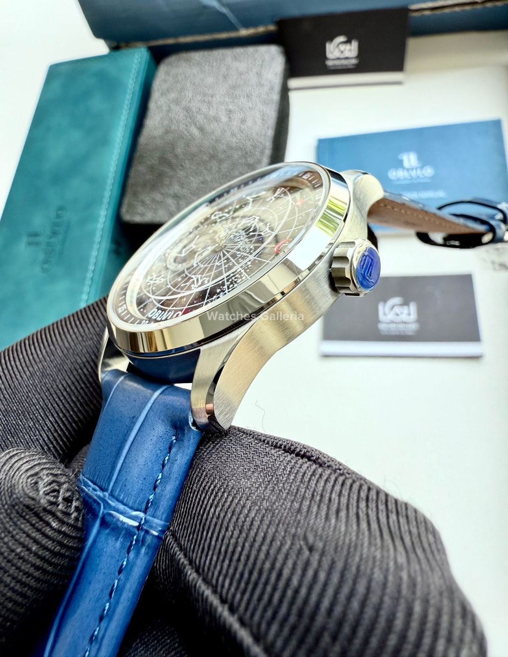 Oblvlo Grand Complications Calestial Automatic (Blue/Silver) oblvloGC Watches Galleria