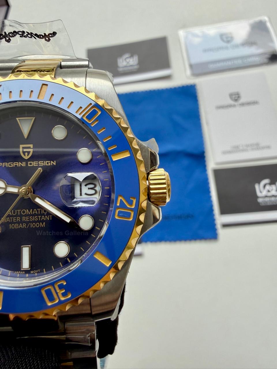 Pagani Design Watch PD1639 Submariner Automatic (Gold Blue) Pagani Design in Pakistan