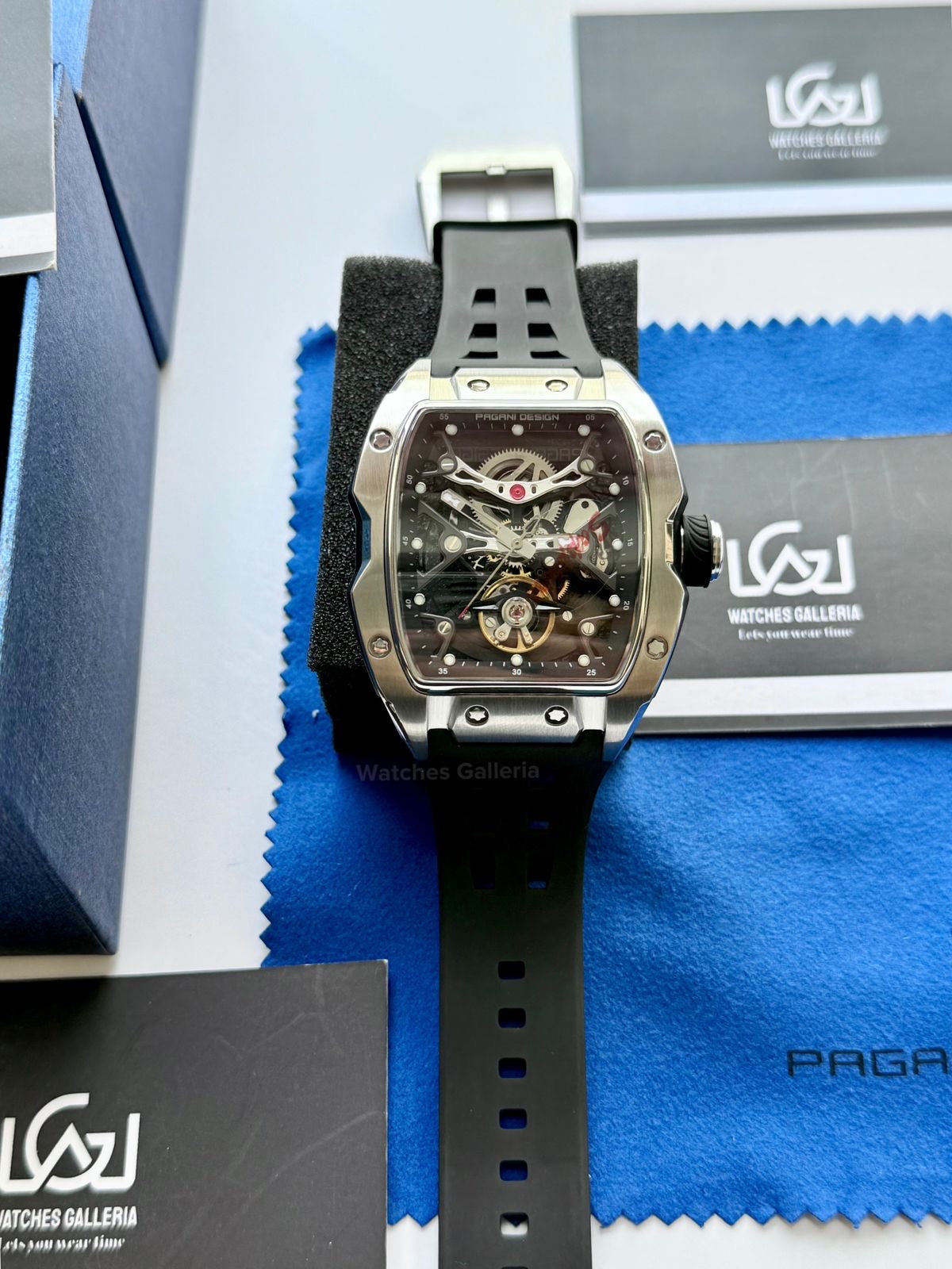 Pagani Design PDys018 Tonneau Skeleton Silver Black 42mm Automatic – Sapphire Crystal | Flywheel | 36H Power Reserve