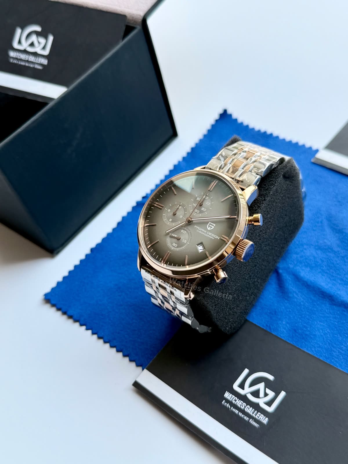 Pagani Design PD2720K Flight Chronograph Watch Limited Edition Rose Gold White Dial Men’s Luxury Watch | Japanese Seiko VK67 Mecha Quartz Chronograph Movement | Stainless Steel Bracelet | 50M Waterproof