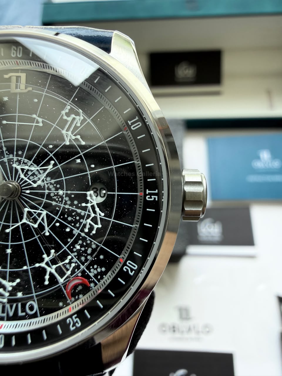 OBLVLO GC (Blue Silver Black) Grand Complications Celestial Automatic Watch Brown & Black Dial with Rose Gold Details, Moving Constellation & Earth Display – OBLVLOGC