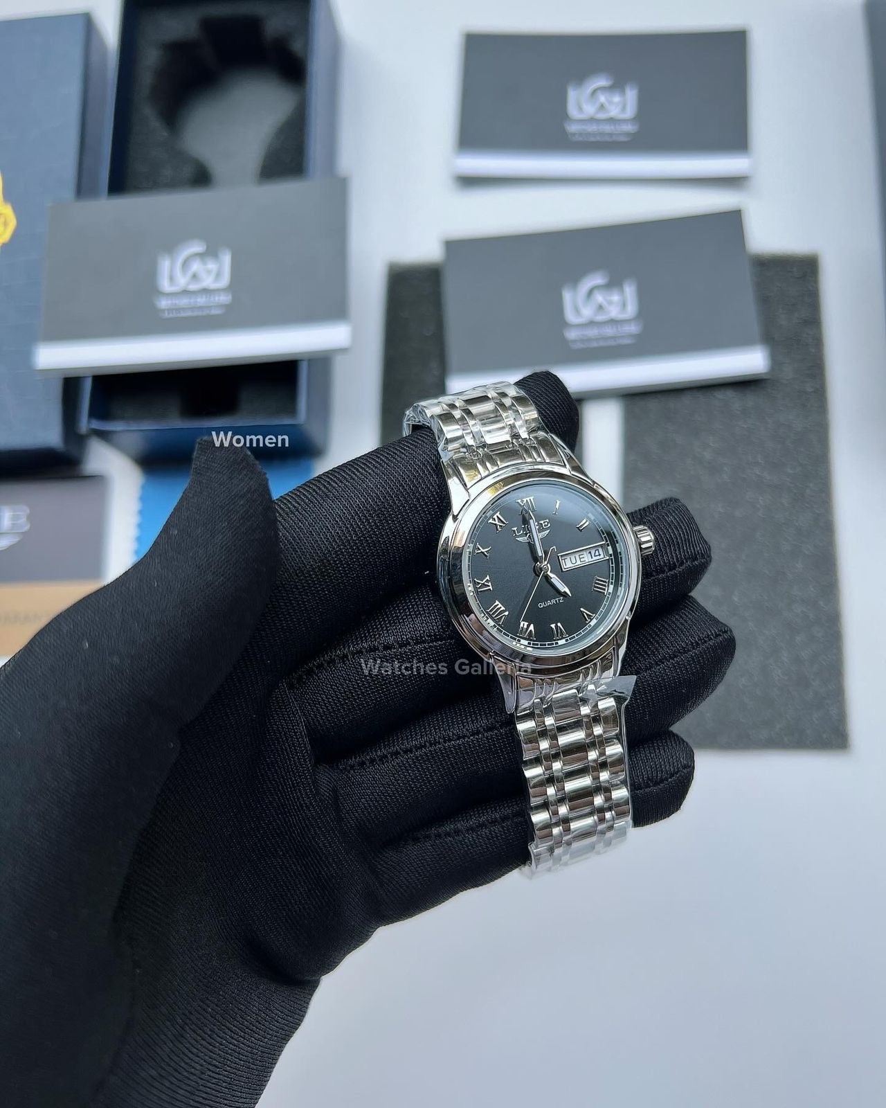 Lige Date Day Couple Watch (Black) Lige9846 Lige10007L