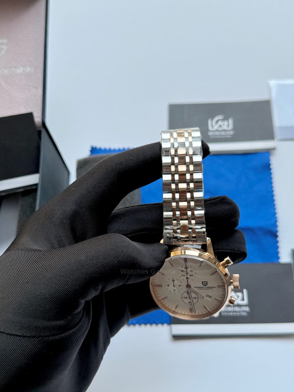 Pagani Design PD2720K Flight Chronograph Watch Limited Edition Rose Gold White Dial Men’s Luxury Watch | Japanese Seiko VK67 Mecha Quartz Chronograph Movement | Stainless Steel Bracelet | 50M Waterproof