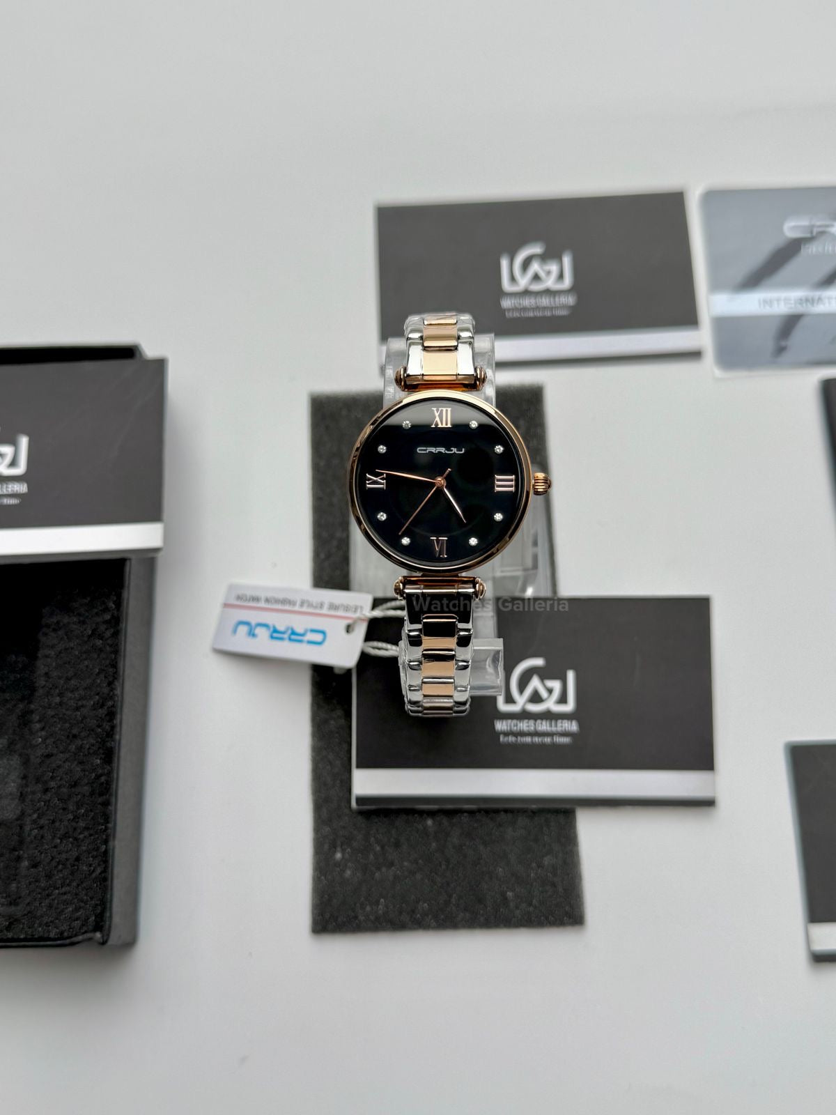 Crrju 2178 Ladies Watch Quartz (Rose Gold/Black) CRRJU Watch Pakistan