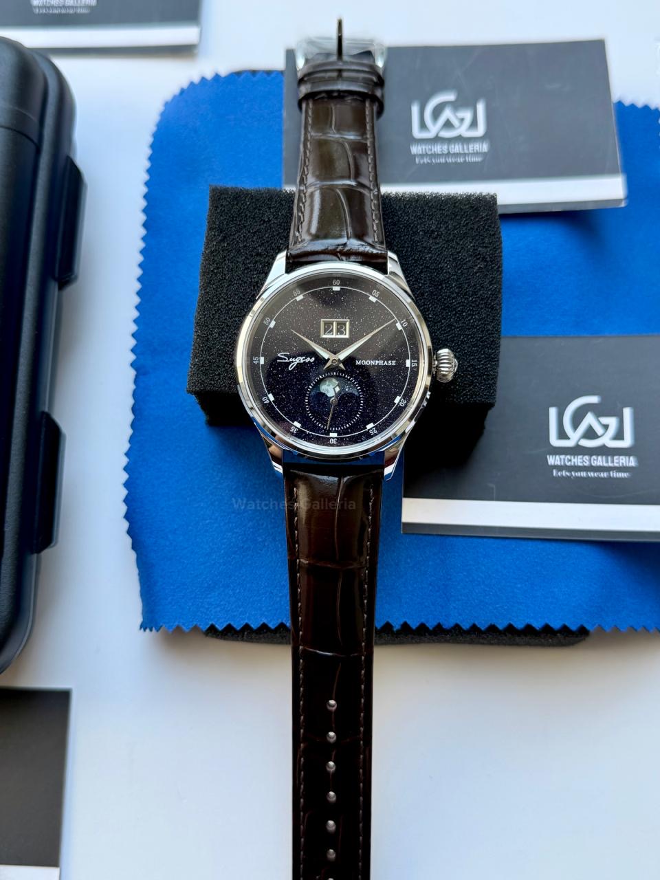 Sugess S401B Brown Leather Moonphase Watch in Pakistan – Luxury Men’s Automatic Mechanical Watch with Starry Sky Dial