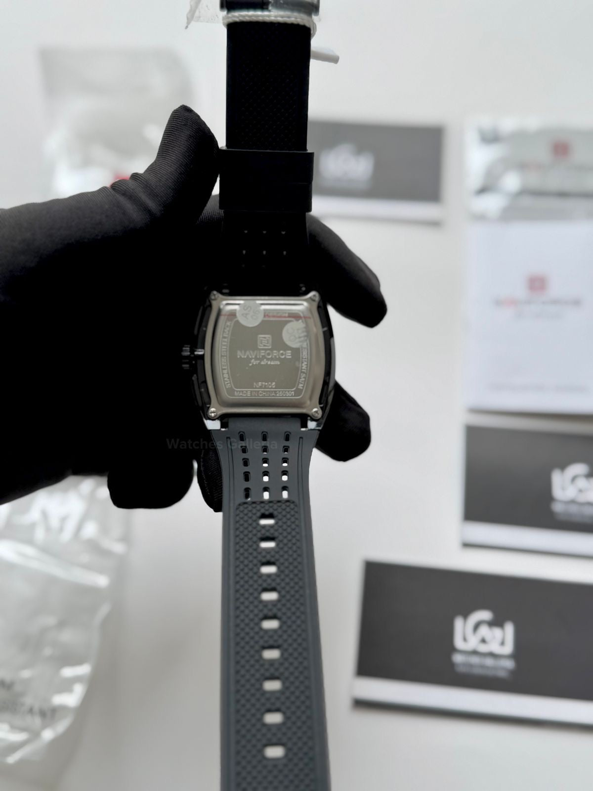 Naviforce NF7105 Tonneau Watch (Black) Naviforce Watch in Pakistan