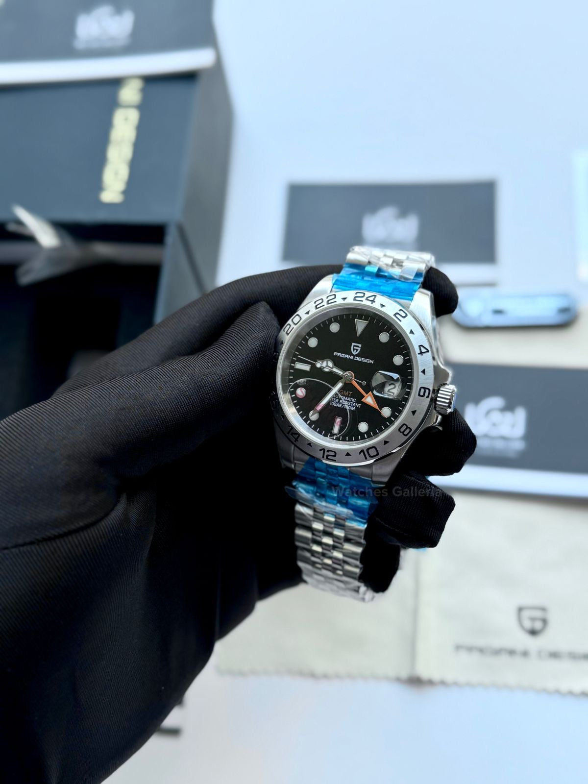 Pagani Design PD1682 Explorer II Black 42mm GMT Automatic – Sapphire Glass | Jubilee Bracelet | 100M WR