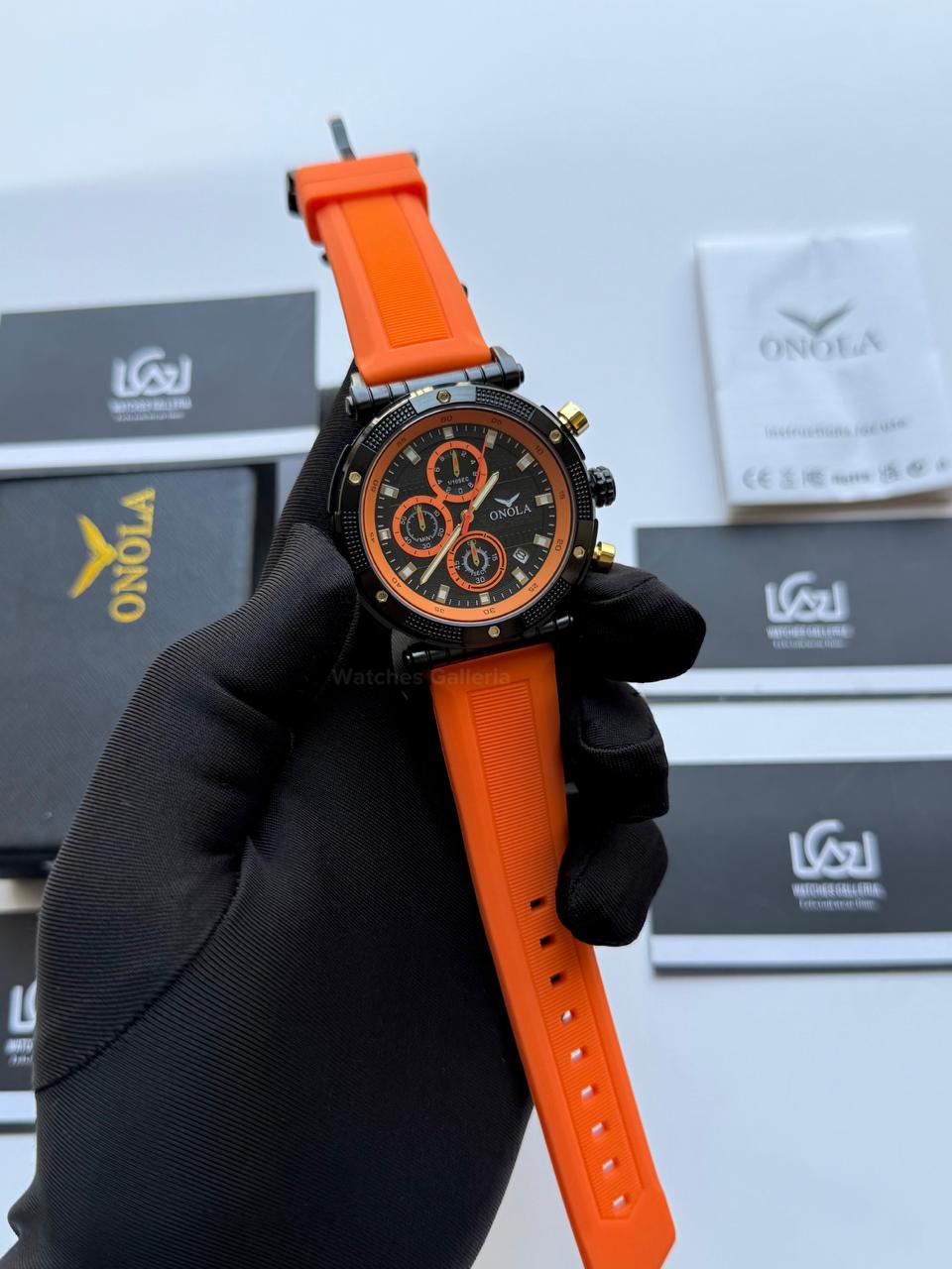 Onola 6859 Sports Chronograph Quartz (Orange) – Premium Racing Inspired Design | Original Onola Watch in Pakistan