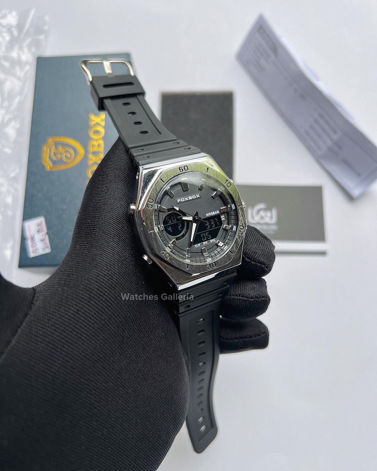 Foxbox Oak Dual Watch (Silver Black) FB0030