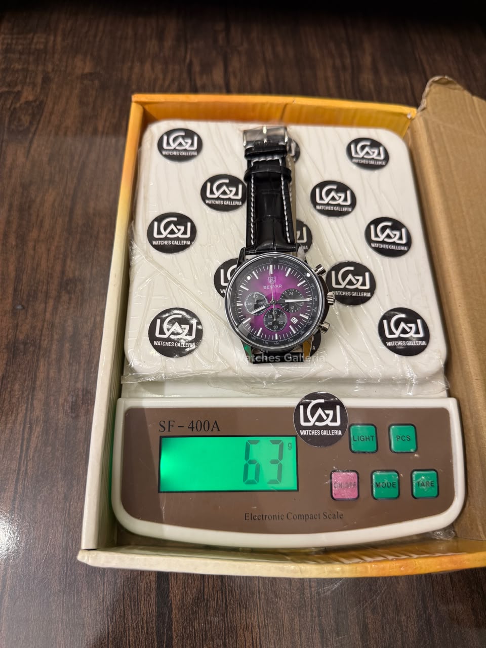 Benyar BY5213 Black Purple Men’s Luxury Quartz Leather Strap Watch – Waterproof Stainless Steel Analog Wrist Watch with Luminous Hands | Original Benyar Pakistan | Watches Galleria