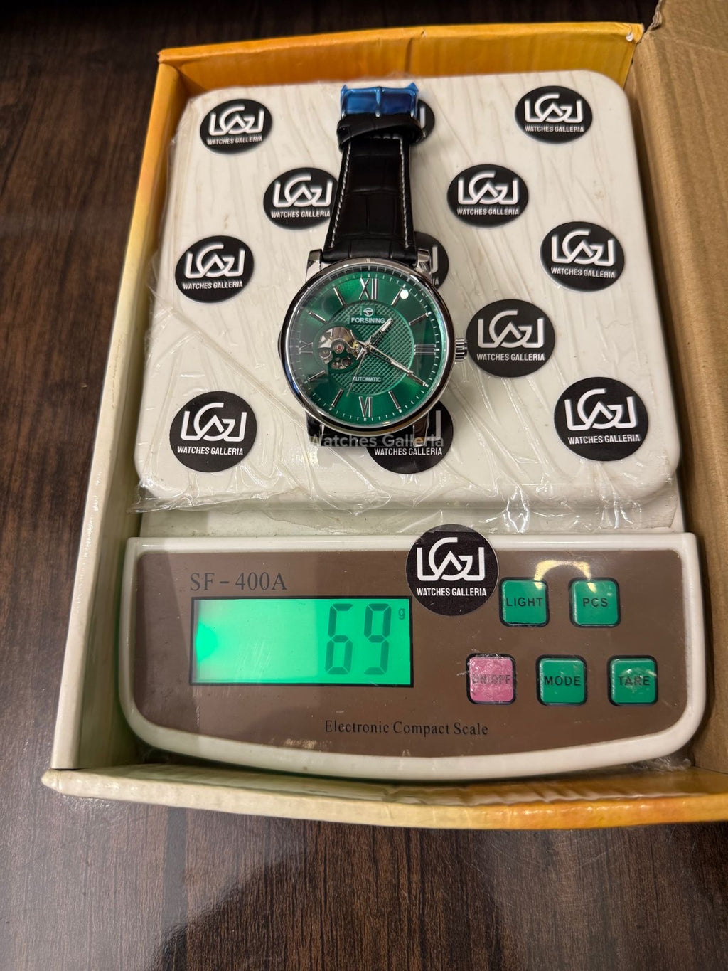 Forsining FS112 Classic Skeleton Automatic Watch – Green Dial | Leather Strap Mechanical Wristwatch for Men