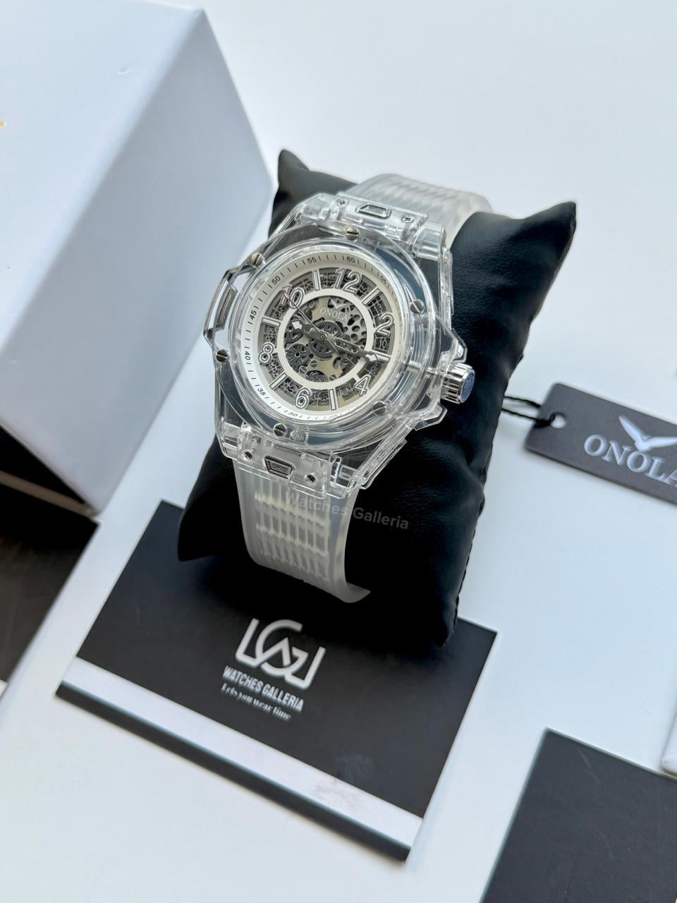 Onola ON3836 Oak Skeleton White Automatic Watch – 49mm Transparent Dial, Bold Sport Design, Pakistan Edition