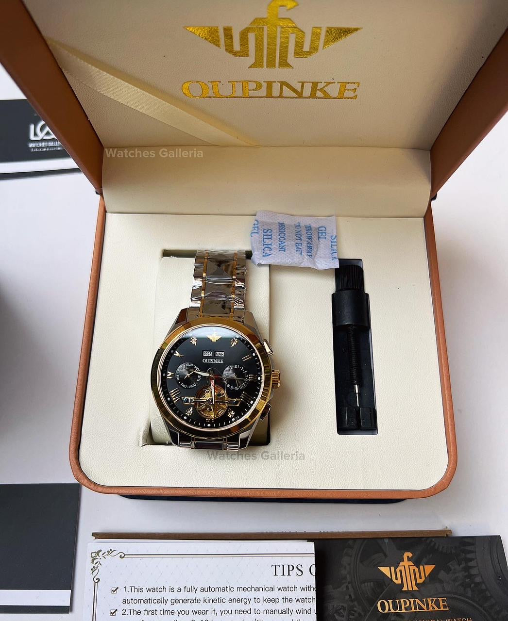 Oupinke Tourbillon Mechanical Watch Automatic (Gold Black) 3186