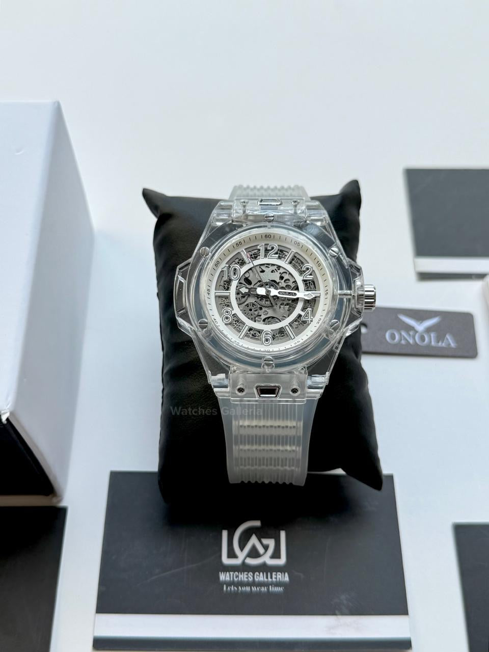 Onola ON3836 Oak Skeleton White Automatic Watch – 49mm Transparent Dial, Bold Sport Design, Pakistan Edition