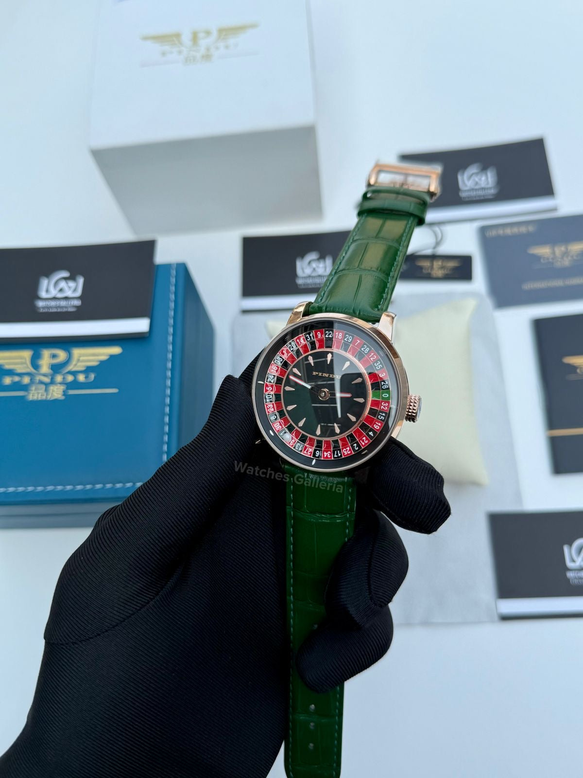 Pindu Design Casino Tourbillon Roulette Button Automatic (Green) P6628 Watches Galleria