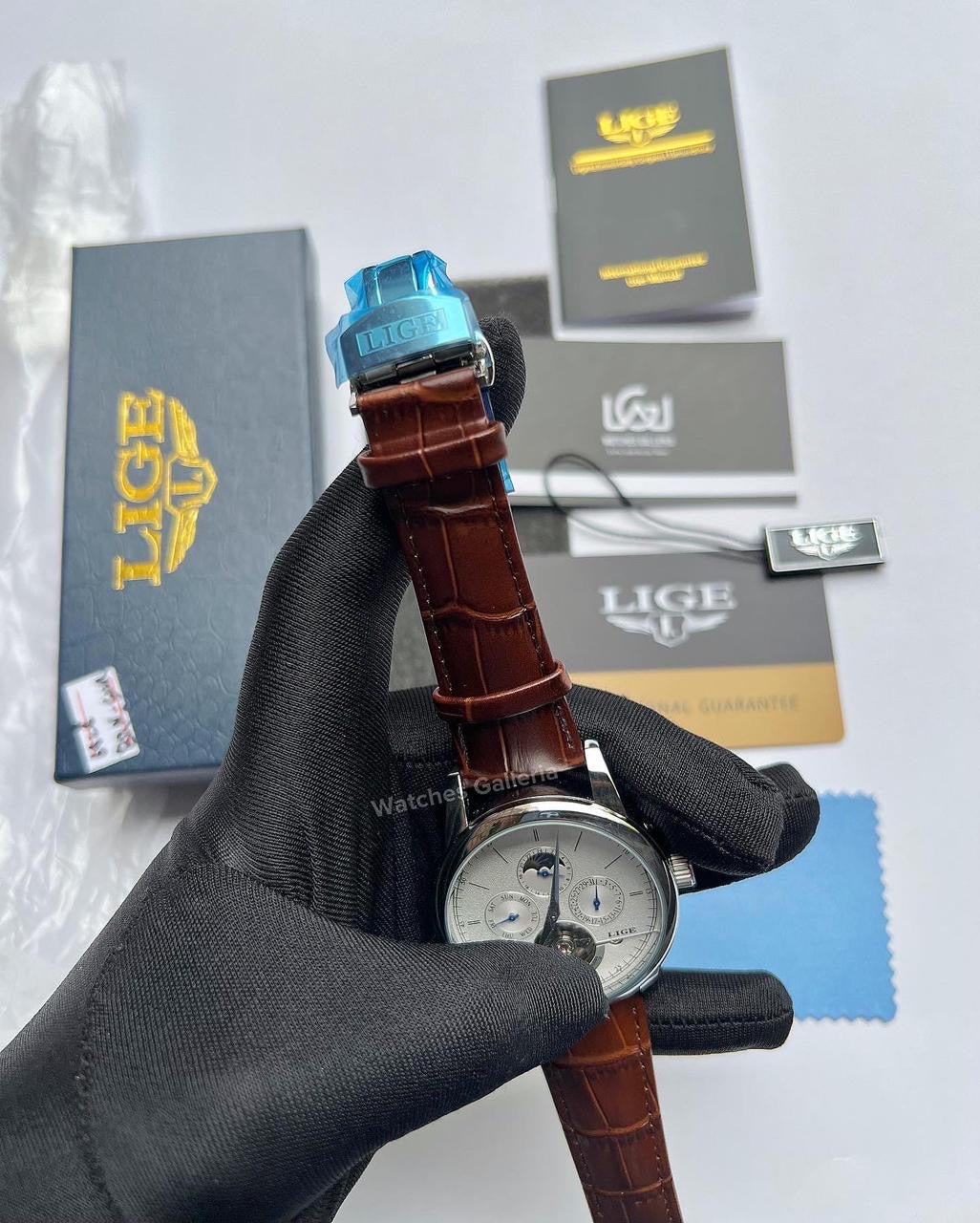 Lige Moonphase Automatic (Brown Silver) LIGE6828