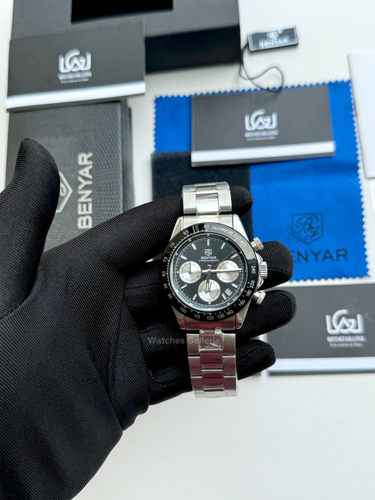 Benyar Daytona Chronograp Quartz (Black Silver) BY5169 Watches Galleria