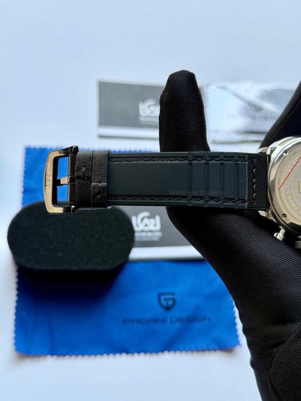 Pagani Design PD2720K Pilot Watch Silver SS | Flight Chronograph 46.5mm Seiko VK67 Mecha Quartz Leather Strap