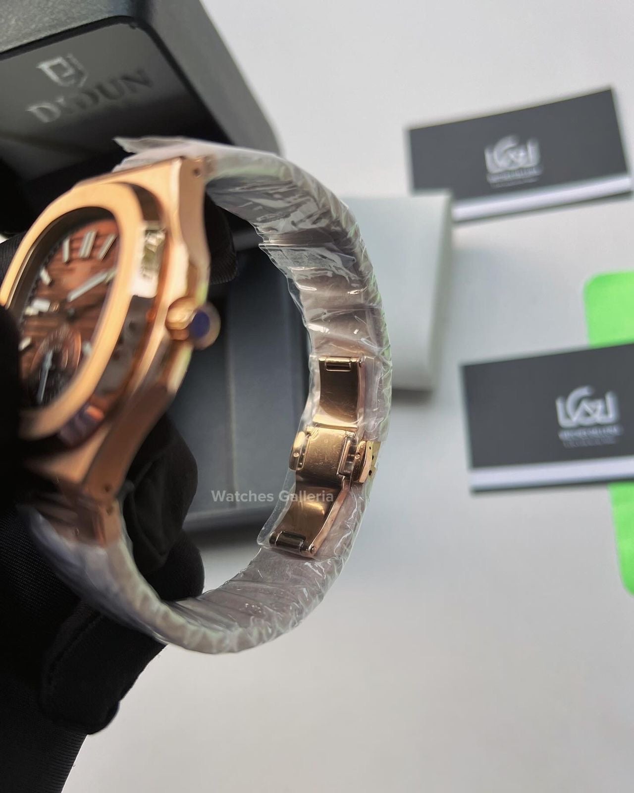 Didun Nautilus Date Day Quartz (Rose Gold w/ Black) PD49 Watches Galleria