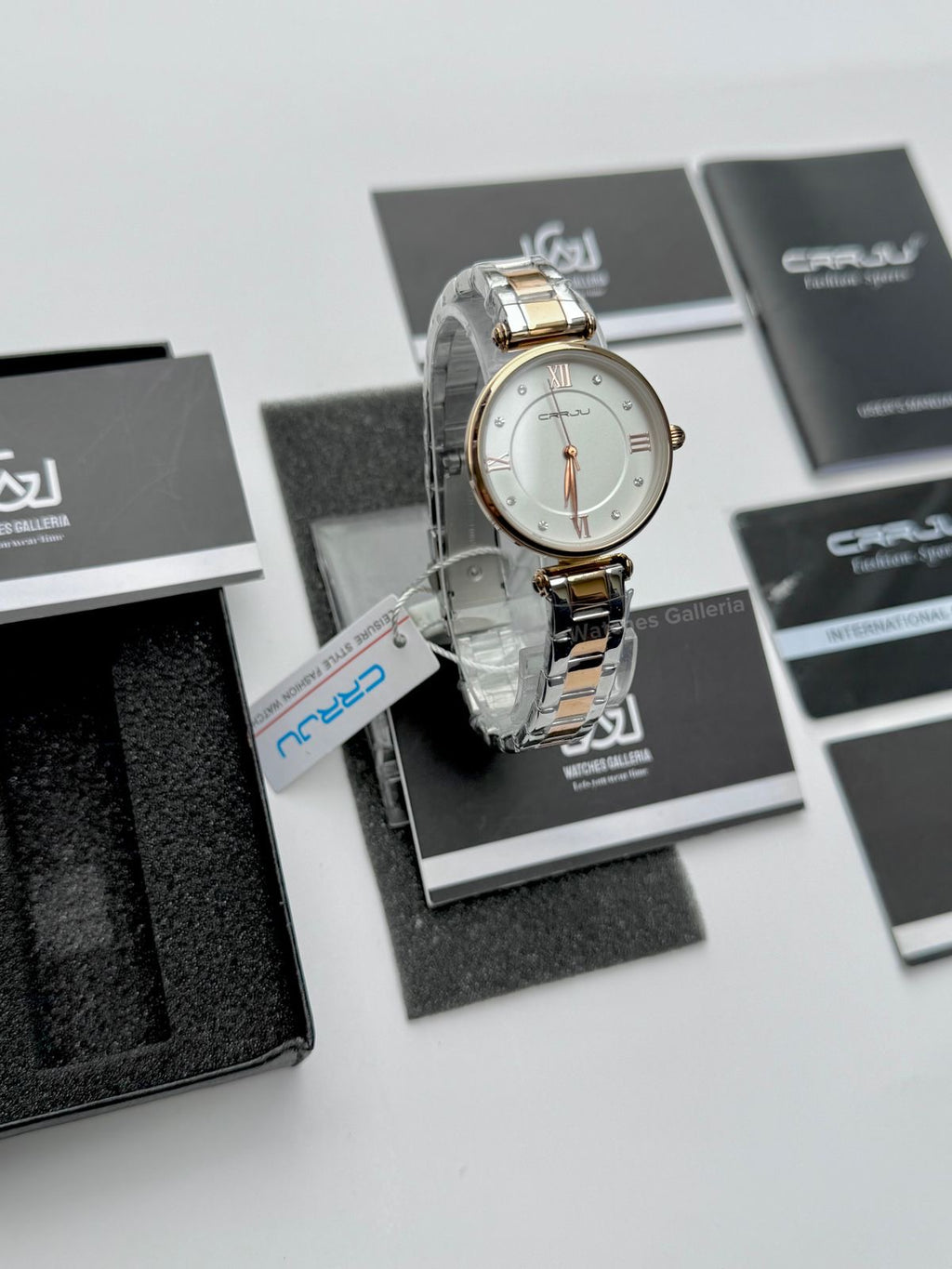 Crrju 2178 Ladies Watch Quartz (White/Rose Gold) CRRJU Watch Pakistan