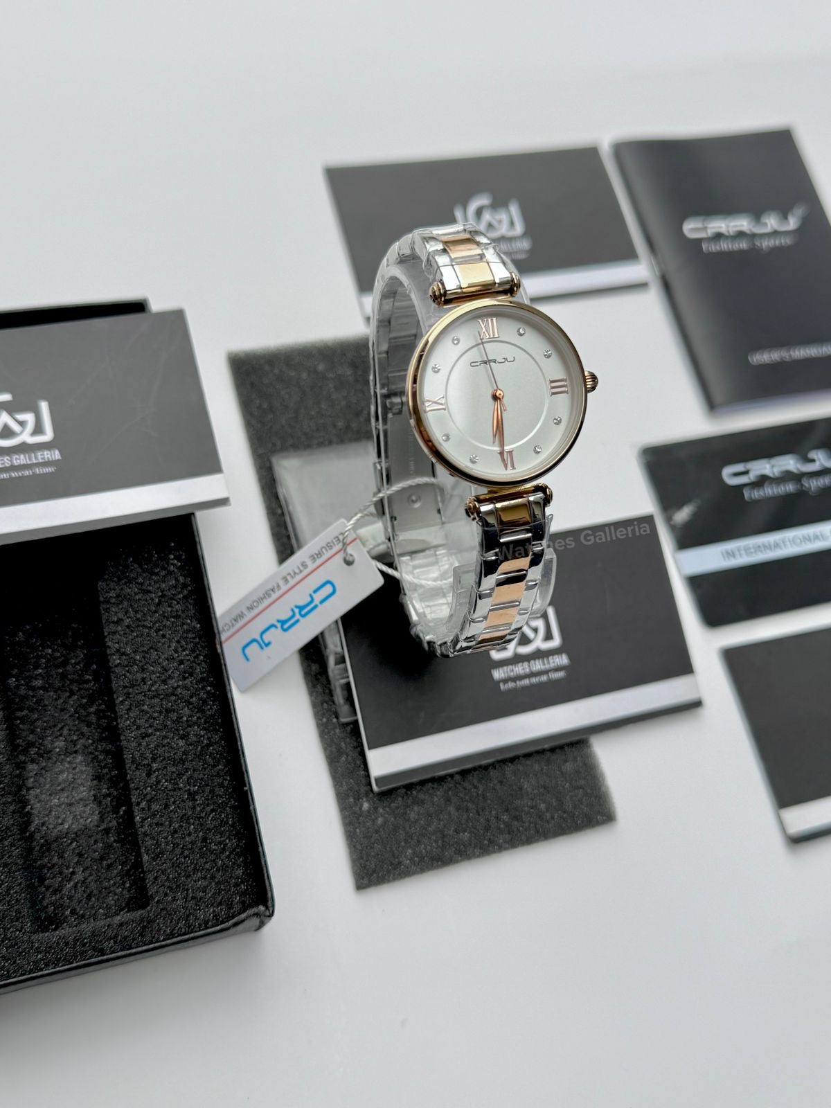 Crrju 2178 Ladies Watch Quartz (White/Rose Gold) CRRJU Watch Pakistan