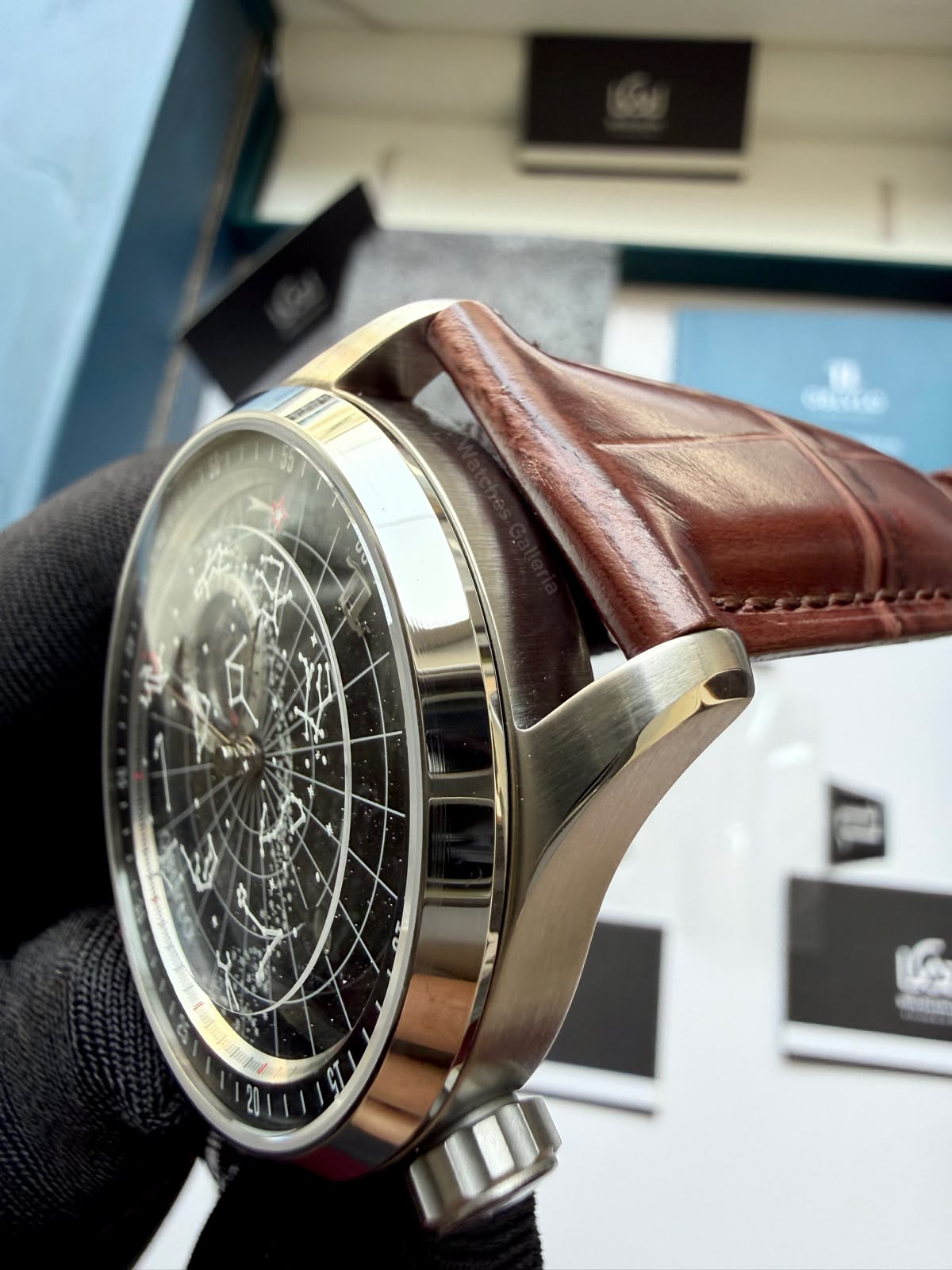 OBLVLO GC (Brown Silver Black) Grand Complications Celestial Automatic Watch Brown & Black Dial with Rose Gold Details, Moving Constellation & Earth Display – OBLVLOGC | Oblvlo