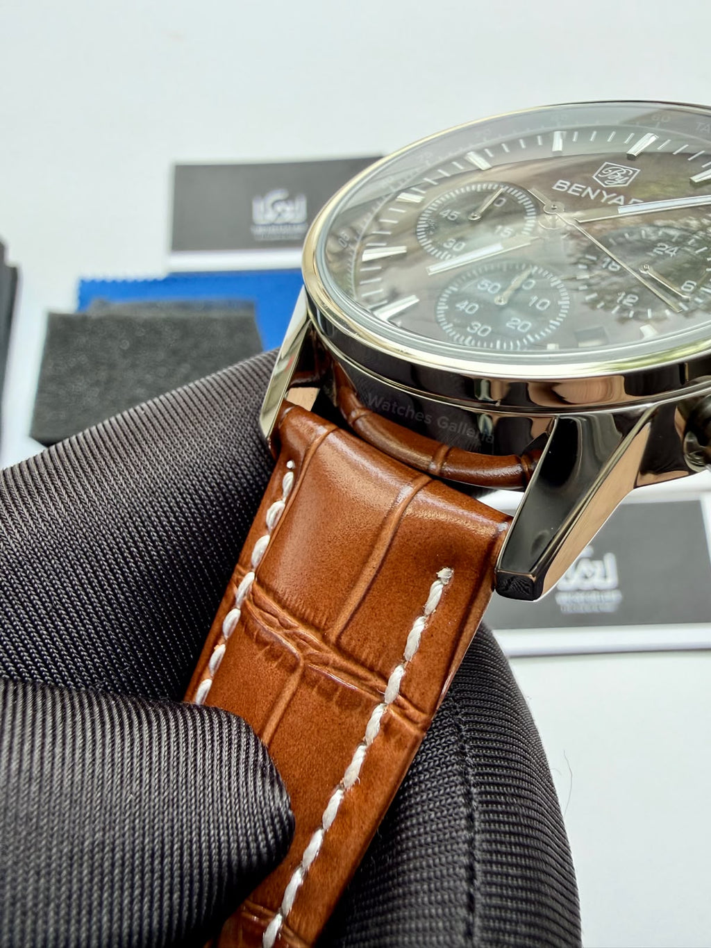 Benyar BY5213 Brown Men’s Luxury Quartz Leather Strap Watch – Waterproof Stainless Steel Analog Wrist Watch with Luminous Hands | Original Benyar Pakistan | Watches Galleria