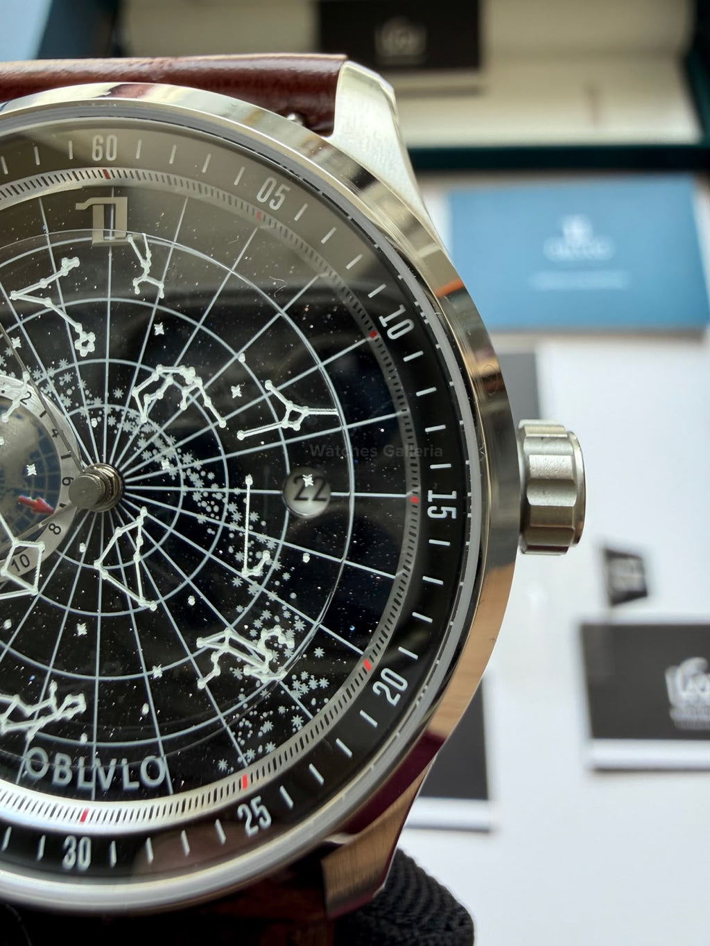 OBLVLO GC (Brown Silver Black) Grand Complications Celestial Automatic Watch Brown & Black Dial with Rose Gold Details, Moving Constellation & Earth Display – OBLVLOGC | Oblvlo