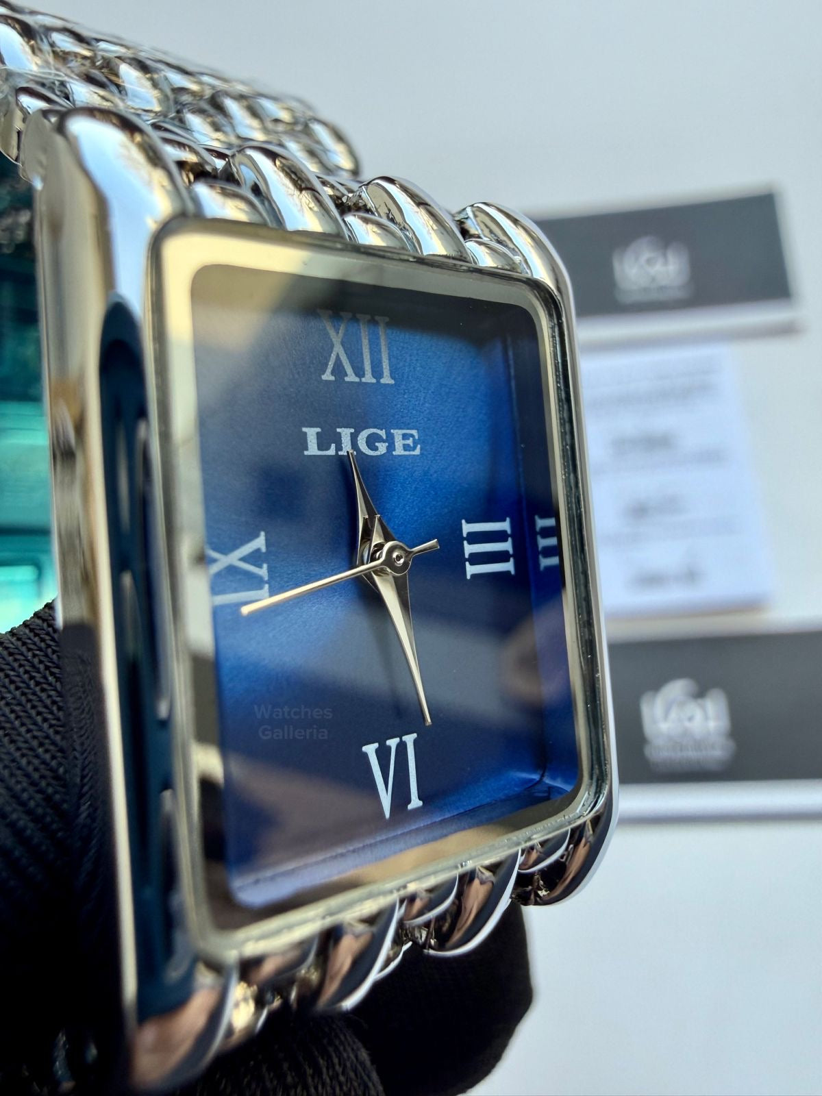 Lige 89156 Tank Women Watch Quartz (Silver/Blue) Lige Women Watch