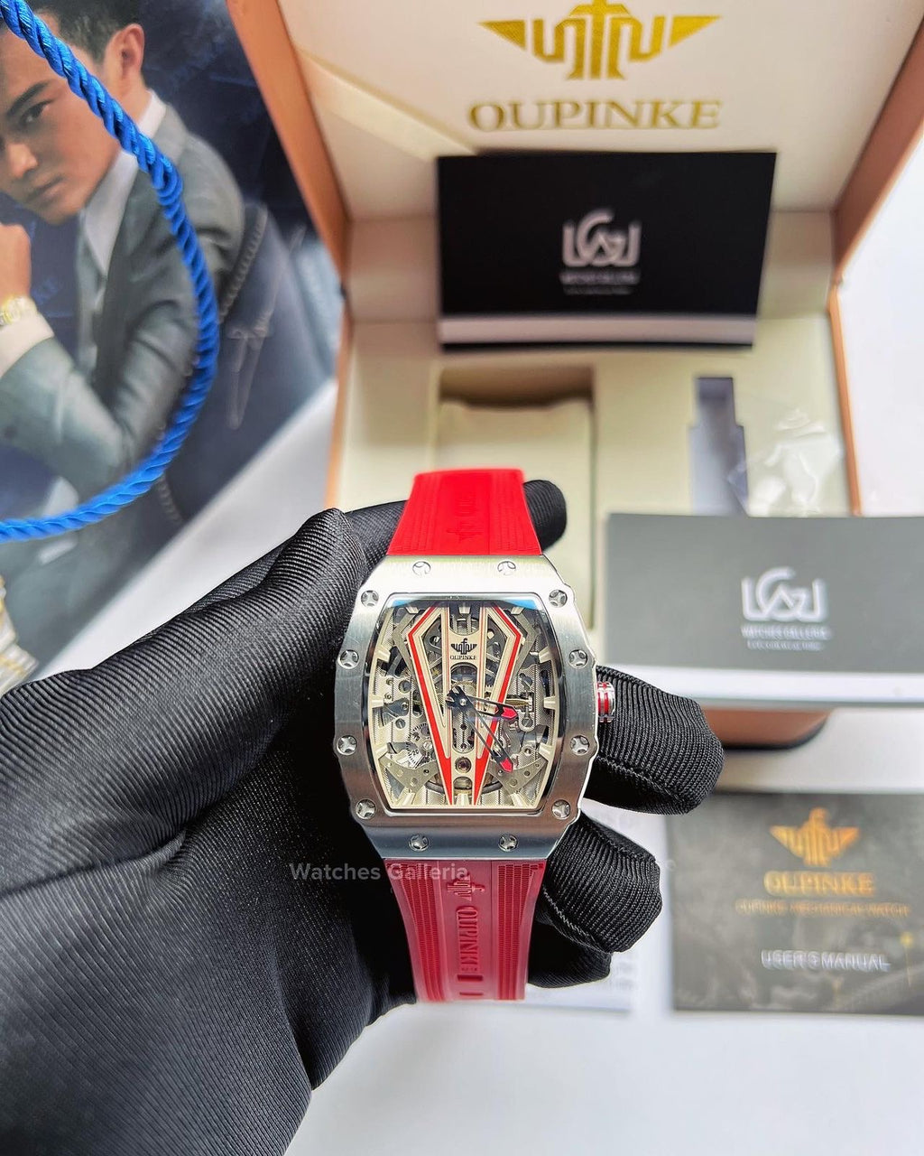 Oupinke Tonneau Skeleton Automatic (Silver/Red) Oupinke3179