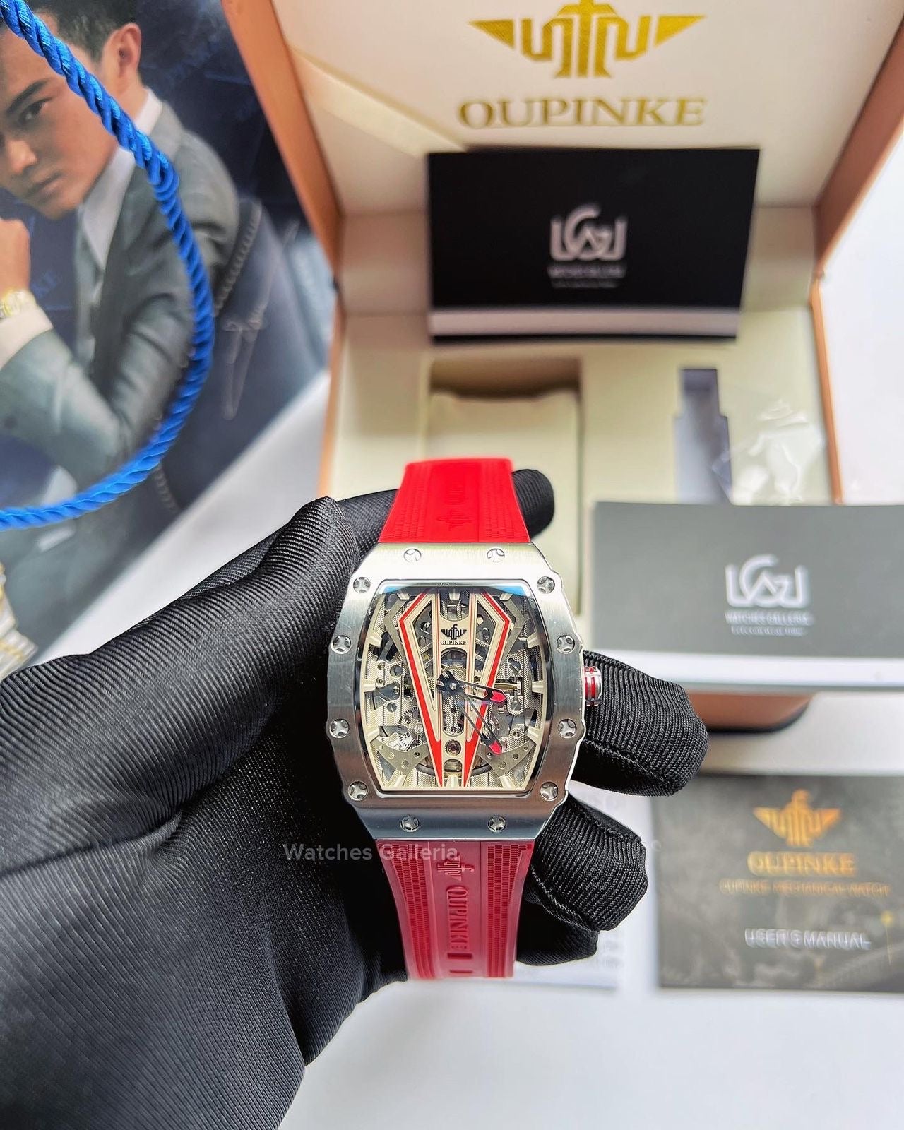 Oupinke Tonneau Skeleton Automatic (Silver/Red) Oupinke3179
