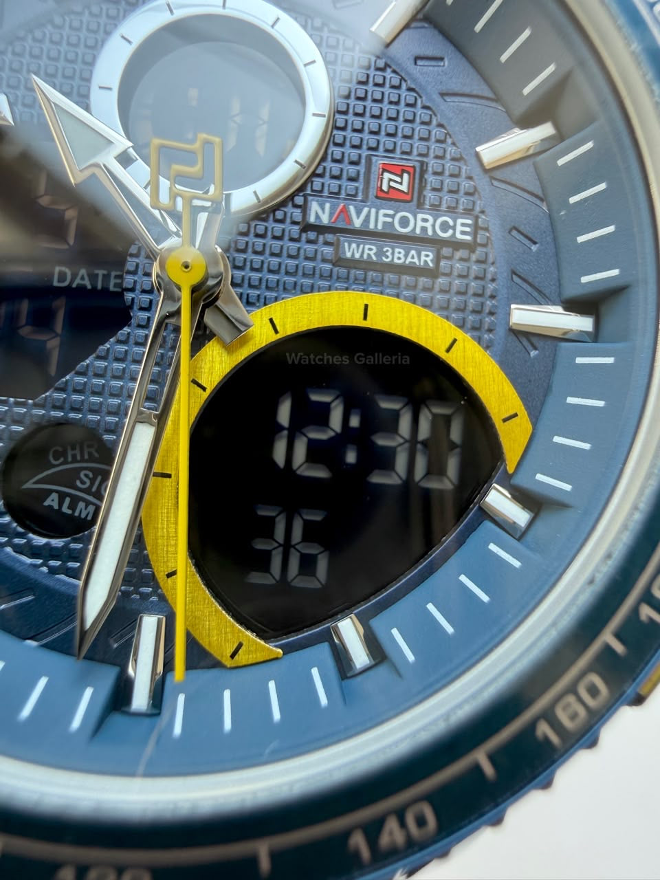 Naviforce Watch Pakistan NF9182 | Naviforce Men Watch | Naviforce Chain Watch | Dual Display Blue Yellow Watch
