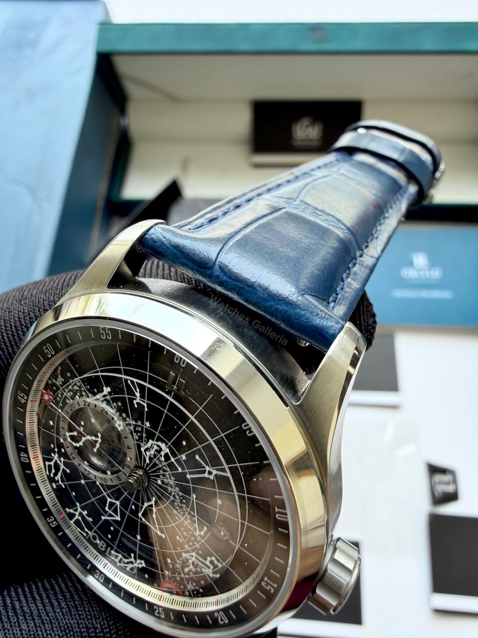 OBLVLO GC (Blue Silver Black) Grand Complications Celestial Automatic Watch Brown & Black Dial with Rose Gold Details, Moving Constellation & Earth Display – OBLVLOGC