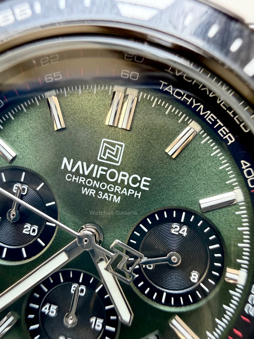 Naviforce NF8049 Watch Pakistan | Naviforce Men Watch | Naviforce Chain Watch | Silver Green Chronograph Watch