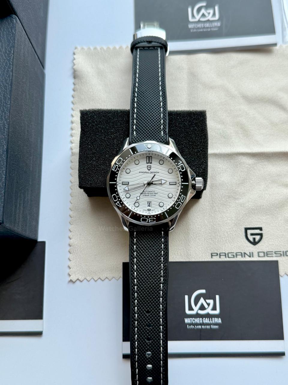 Pagani Design PD1685 Canvas Seamaster Diver White Automatic Watch – 200M Sapphire Crystal NH35A/Miyota Luxury Dive Watch in Pakistan | Watches Galleria