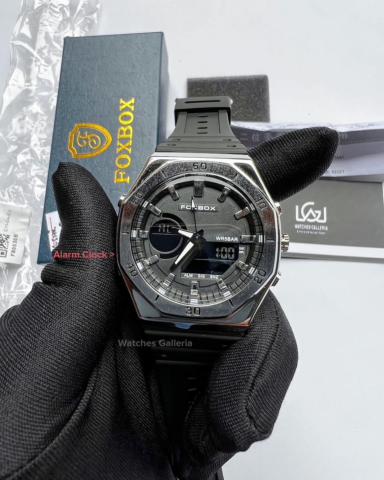 Foxbox Oak Dual Watch (Silver Black) FB0030