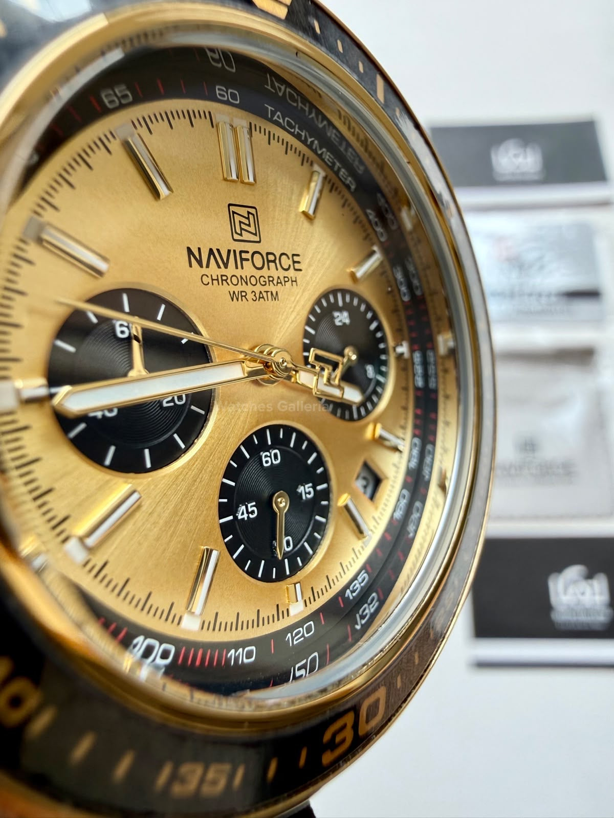 Naviforce NF8049 Watch Pakistan | Naviforce Men Watch | Naviforce Chain Watch | Silver Gold Chronograph Watch