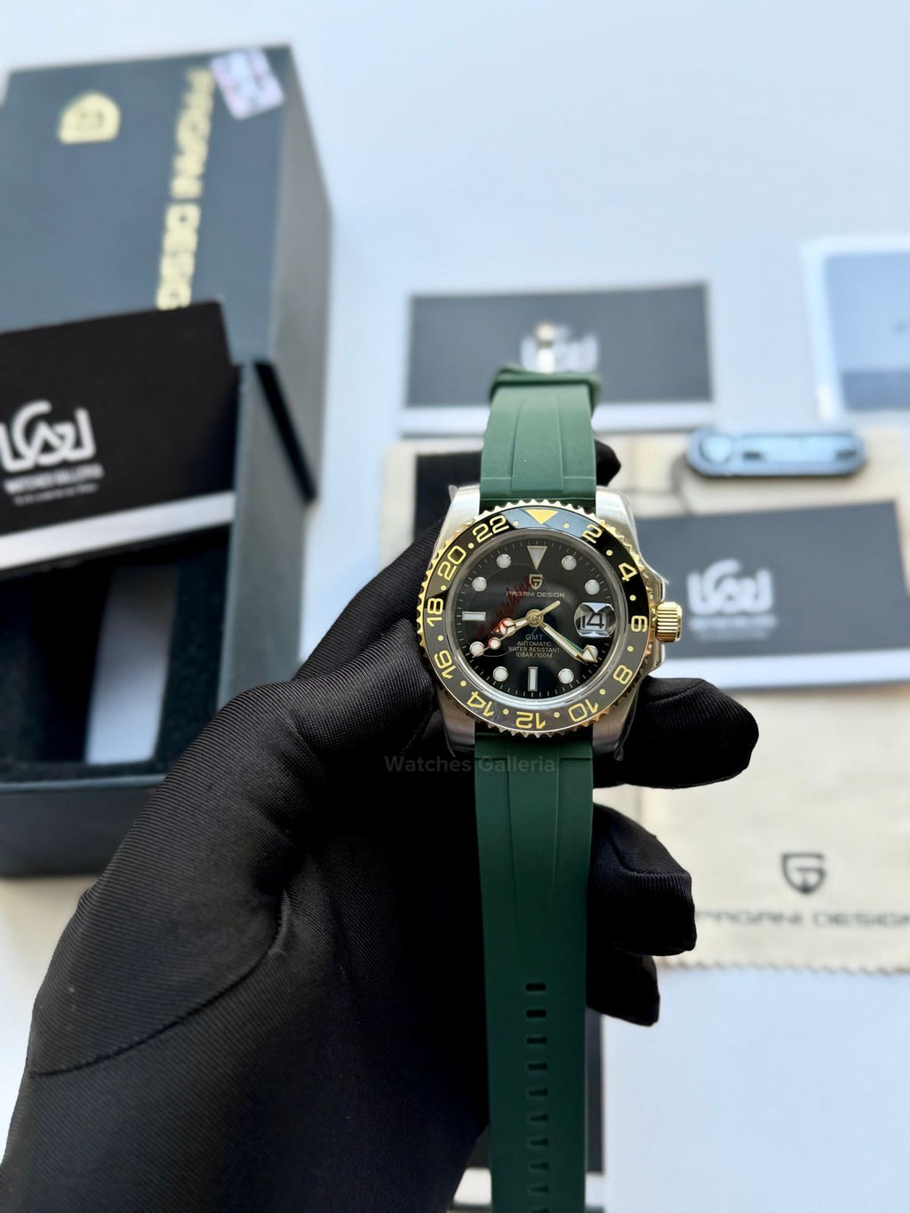 Pagani Design PD1662 GMT Master II Zombie Green Silicon Edition V6 Two Tone in Pakistan – Automatic GMT Luxury Men’s Watch with Sapphire Crystal & Rotating Bezel