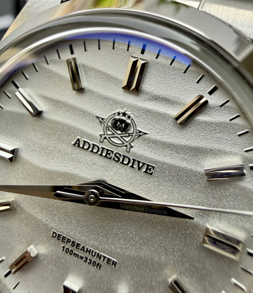Addiesdive AD2030 Desert Jubilee White Unisex Watch – 36mm Classic Desert Dial, Japan VH31 Quartz Movement, Blue Anti-Glare Mineral Glass & Genuine Jubilee Strap