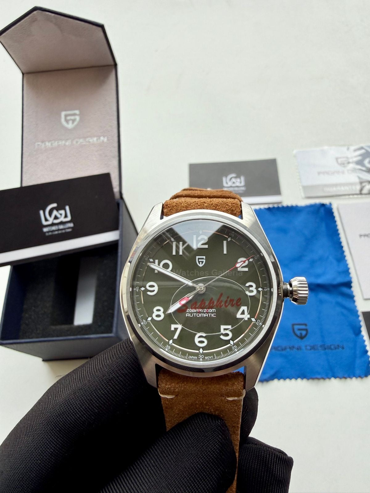 Pagani Design PD1717 Spirit Pilot Automatic (Green Suede Leather Exclusive) Pagani Design in Pakistan