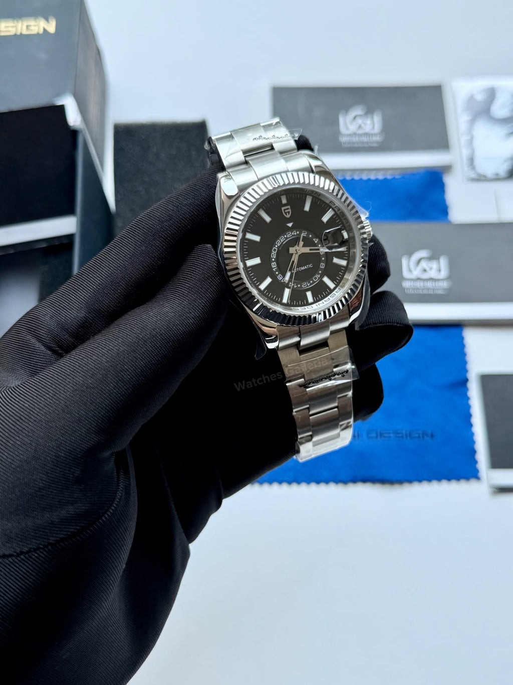 Pagani Design PD1888 Sky Dweller Black Automatic GMT Watch for Men Sapphire Crystal Original Pagani Design Watch Pakistan