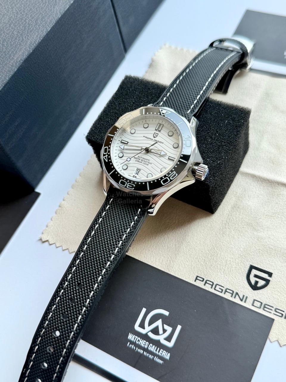 Pagani Design PD1685 Canvas Seamaster Diver White Automatic Watch – 200M Sapphire Crystal NH35A/Miyota Luxury Dive Watch in Pakistan | Watches Galleria