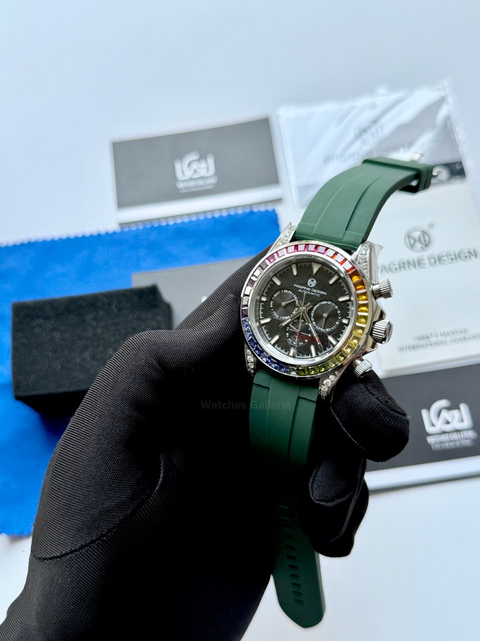 Pagani Design PG1666 Daytona Rainbow Limited Edition Black Automatic Chronograph Watch | 40mm Sapphire Crystal | HZ2196G Movement | 100M Water Resistant